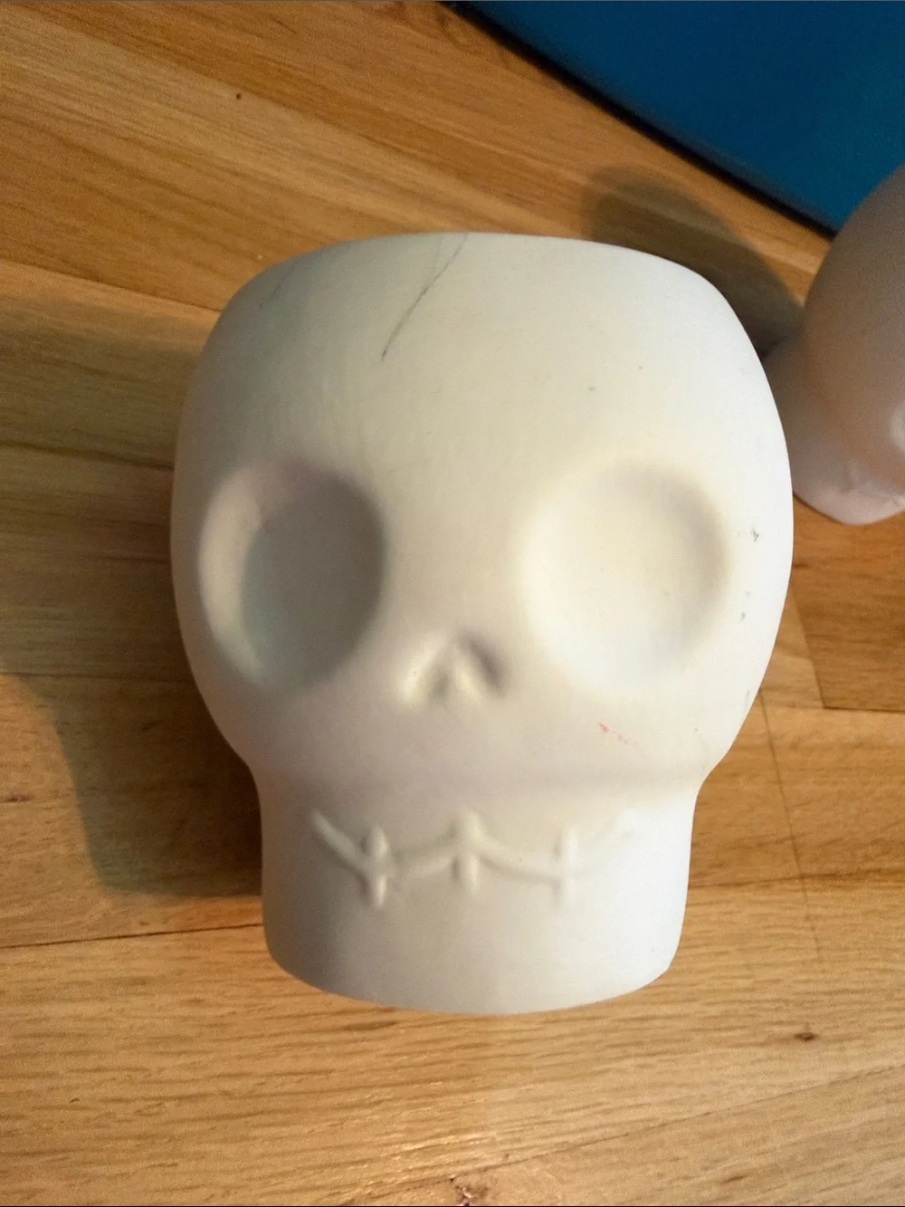 Set of 2 White Ceramic Skull Planter Pair - Home Accents
